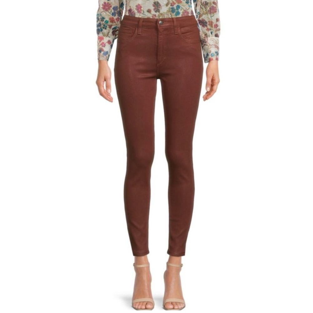 Joe’s Jeans High Rise Coated Skinny Jeans in Saddleback